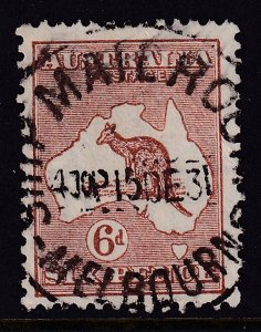 Sc# 96 Australia 6p 1929 Kangaroo & Map Used perf 12 Wmk 203 CV $11. Ship cancel