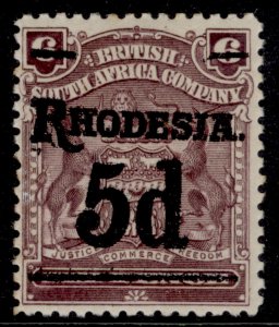 RHODESIA EDVII SG114c, 5d on 6d dull purple, LH MINT. Cat £30.