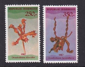 Indonesia   #1110a-1110b   MNH   1980  stamps from  sheet  orchids