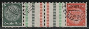 Germany Scott # 419, 420, 2 labels, used, tete beche, Mi # KZ29.1