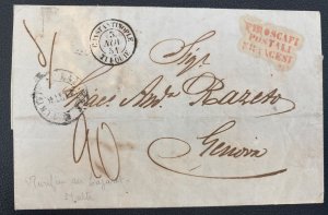 1851 Malta Letter Sheet Stampless Cover To Genova Italy