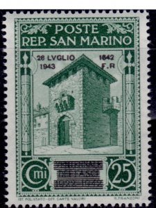 San Marino, 1942, Return of Italian Flag, overprint, 25c, MNH**