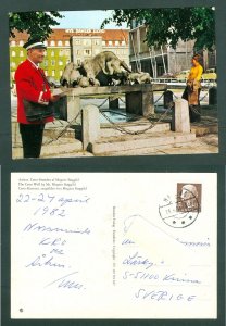 Denmark. Postcard 1982 Aarhus Postman With Mail. The Ceres Well. Adr: Sweden