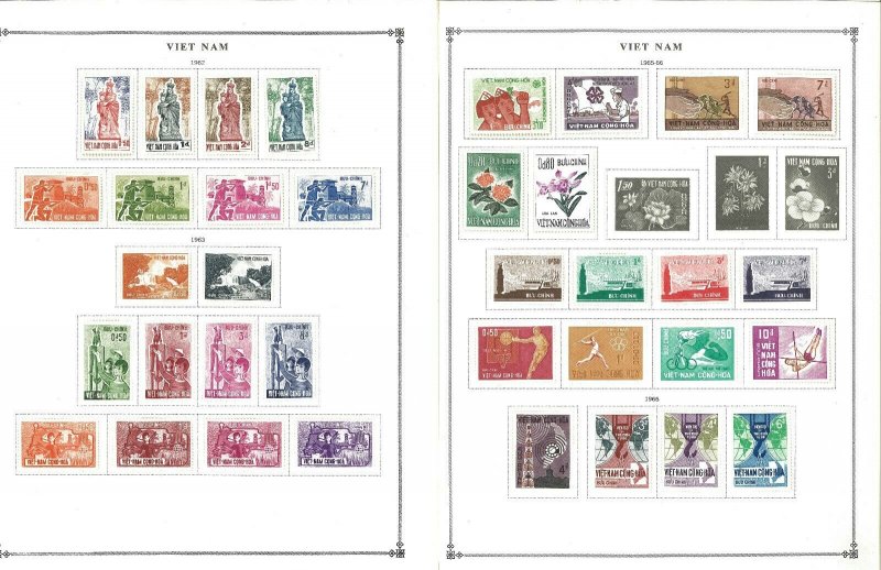 Viet Nam 1956-1975 M&U Hinged on 20 Scott International Pages.