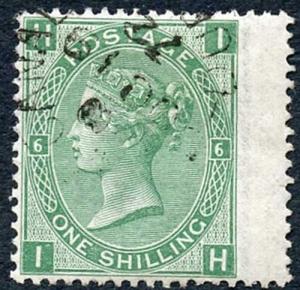 SG117 1/- Green Plate 6 CDS used