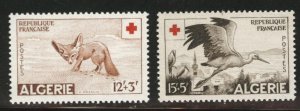 ALGERIA Scott B88-B89 MH* Wildlife  Red Cross semipostal set 1957