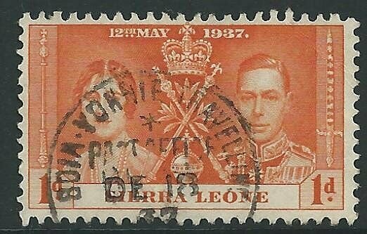 SIERRA LEONE 1937 1d Coronation - BOIA - YONNIE TRAVELLING POST OFFICE.....45829