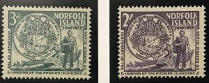 Norfolk Island #19-20 MNH set, original Norfolk Seal, issued 1956