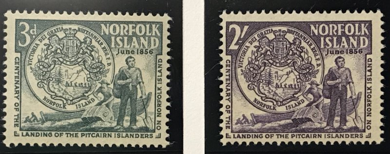 Norfolk Island #19-20 MNH set, original Norfolk Seal, issued 1956