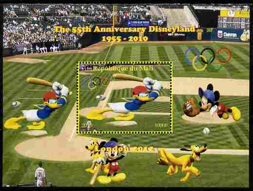 MALI - 2010 -  Disneyland, Baseball #1 - Perf Souv Sheet - MNH - Private Issue