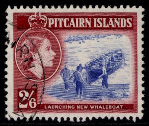 PITCAIRN ISLANDS QEII SG28, 2s 6d ultramarine & lake, FINE USED. Cat £13.