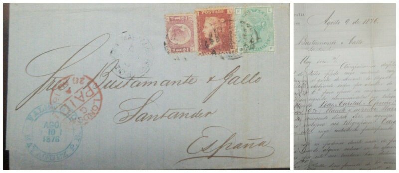 O) 1876 PUERTO RICO  BRITISH POSTAL - MAYAGUEZ P.P. QUEEN VICTORIA, COMPLETE LET