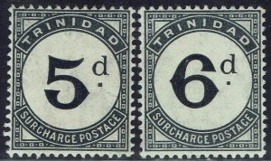 TRINIDAD 1905 POSTAGE DUE 5D AND 6D WMK MULTI CROWN CA