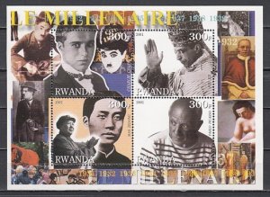 Rwanda, 2001 Cinderella issue. 1930 sheet. Mao, Chaplin, Picasso. ^