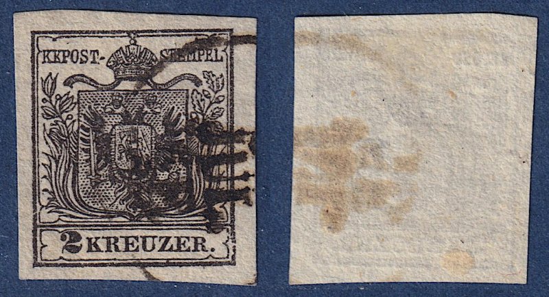 Austria - 1850 - Scott #2 - used - Coat of Arms