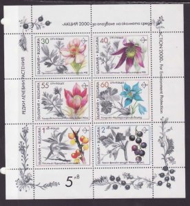 Bulgaria-Sc#3651a-unused NH sheet-Flowers-Medicinal plants-1991-