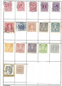 AUSTRIA #Z33 Mixture Page of 17 stamps.  Collection / Lot