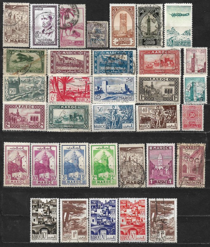 COLLECTION LOT OF 34 FRENCH MOROCCO 1914+ STAMPS CLEARANCE