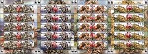 Tajikistan 2019 WWF Manul overprints on 4 sheetlets RARE MNH