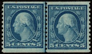 U.S. #496a MH/NH Joint Line Pair w/ Crowe Certificate