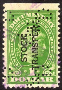 1918, US $1, Stock Transfer, Used, Sc RD12