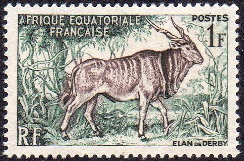 French Equatorial Africa 195 - Mint-H - 1fr Giant Eland (1957) (cv $0.80)