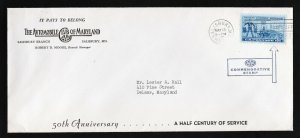 US SCOTT #1007 ON AMERICAN AUTOMOBILE ASSOCIATION COVER SALISBURY MD 1952