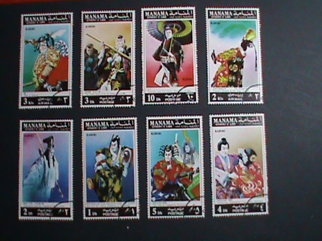 MANAMA STAMP- COLORFUL KABUKI JAPANESE THOUSAND CHERRY TREE OPERA CTO SET  VF