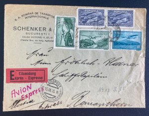 1932 Bucarest Romania Commercial Express cover To Romanshorn Switzerland