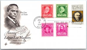 U.S. FIRST DAY COVER HONORING EDGAR LEE MASTERS AMERICAN POET IN COMBO 1970