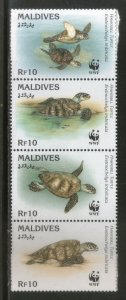 Maldives 1986 WWF Turtles Marine Life Animal Fauna Sc 2092 MNH # 12513