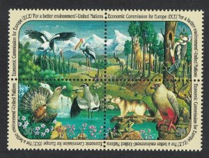 UN New York Birds Animals Block of 4v 1991 MNH SG#594-597