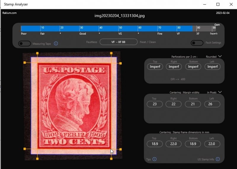 Scott 368, 2c carmine, VF/XF (88) centering, Lincoln Centenary, MNHOG, USA