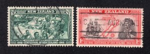 New Zealand 1940 1/2p & 1p Centenary Issue, Scott 229-230 used, value = 50c