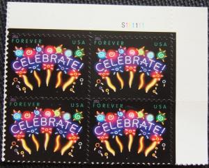 US #4502 MNH Plate Block of 4, Celebrate, SCV $3.60