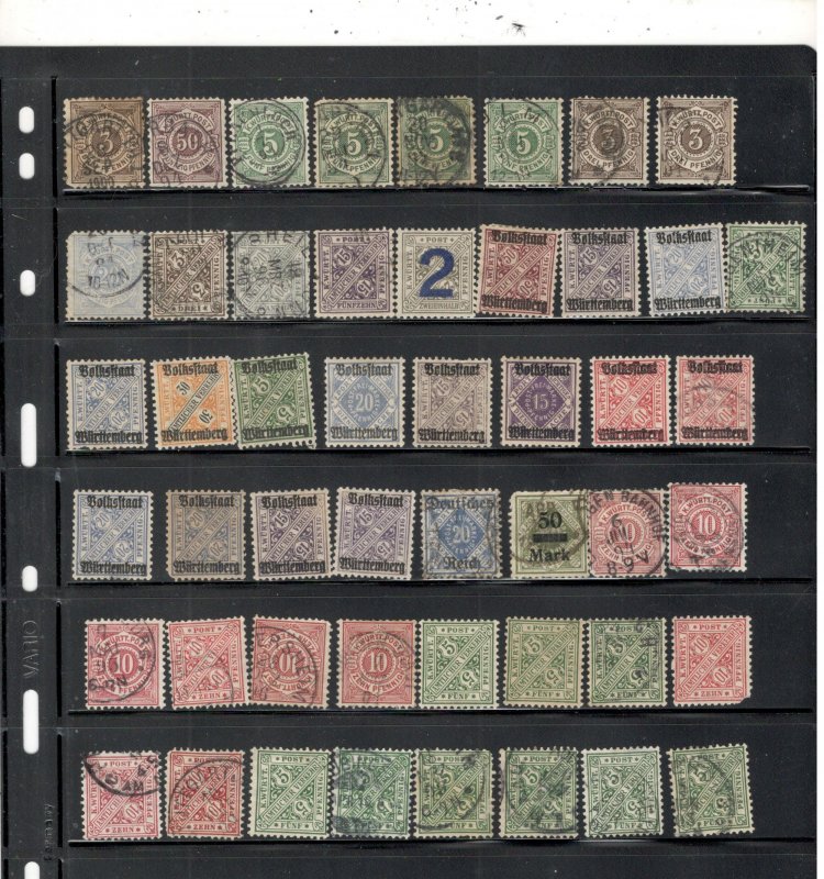 WURTTEMBERG COLLECTION ON STOCK SHEET MINT/USED