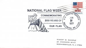 US EVENT PICTORIAL POSTMARK COVER BICENTENNIAL NATIONAL FLAG WEEK BALTIMORE 1977