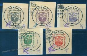 Germany 1945 Locals Bad Nauheim Set 4-8 Used on Piece 86920