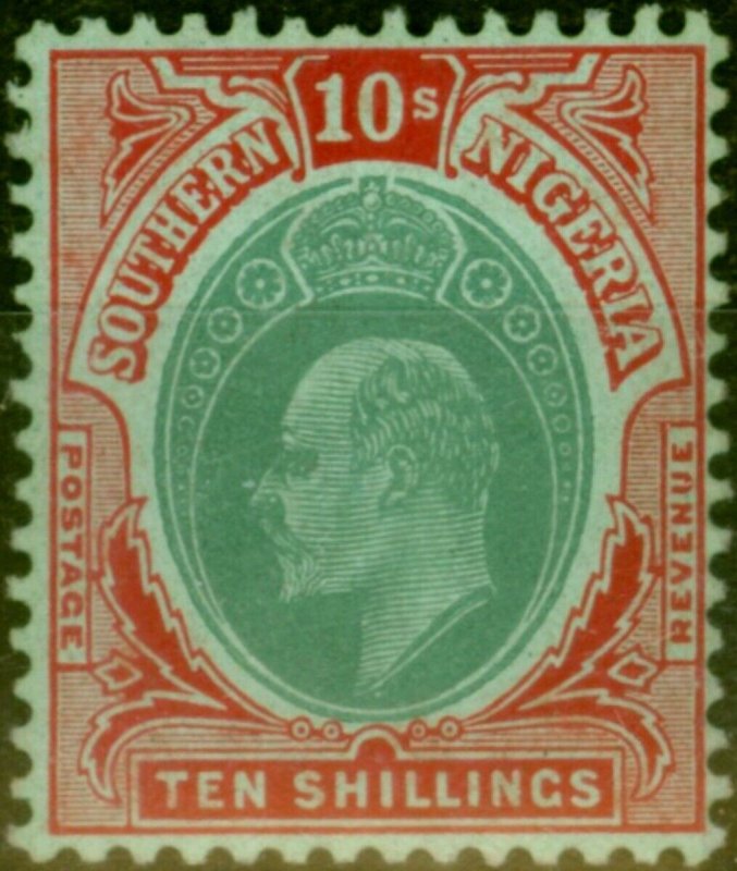 Southern Nigeria 1909 10s Green & Red-Yellow SG43 V.F & Fresh VLMM