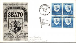 FDC 1960 SC #1151 Fleetwood Cachet - Washington DC - Block Of 4 - J5580