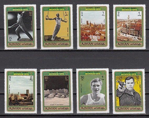 Ajman, Mi Cat. 693-700 A. Munich Olympics issue. ^