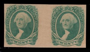 MOMEN: US STAMPS CSA #13c BLUE GREEN GUTTER PAIR IMPERF MINT OG NH LOT #85840**