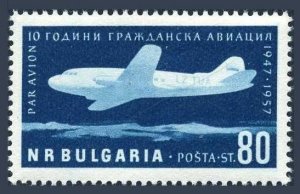 Bulgaria C75, MNH. Mi 1027. Air Post 1957. Civil Aviation-10. Passenger plane.