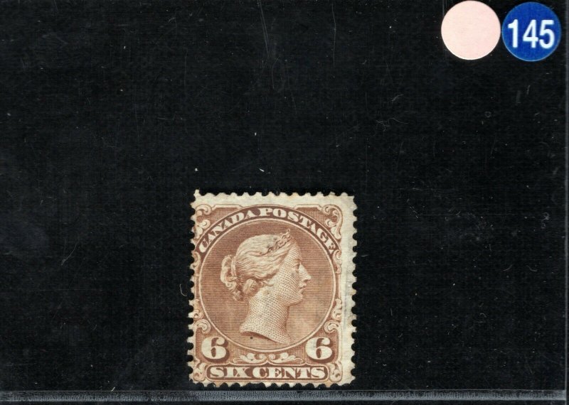 CANADA QV Large Queen SG.59b 6c (1870) Unused/Mint MNG? Cat £1,300-  OBLUE145