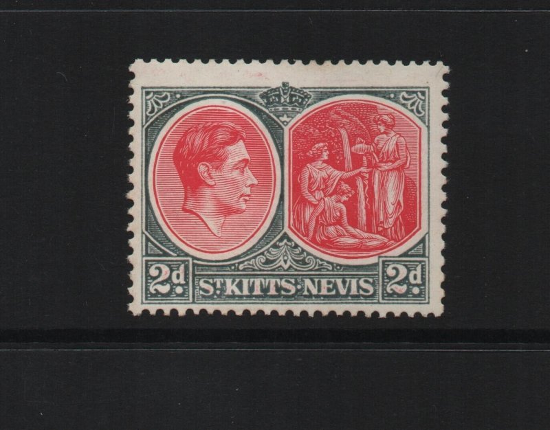 St Kitts & Nevis 1941 SG71a 2d 13x12 perf chalky paper - unmounted mint