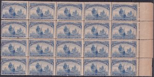 #233 Mint NH, Fine+, Block of 20, vertical crease in 4th column, separation i...