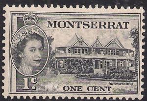 Montserrat 1953 - 62 QE2 1ct Black Government House Umm SG 137 ( K1066 )