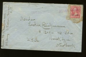 Guam Scott 2 Used Stamp on Cover from Ladrone Islands Guam to Brooklyn USA 1900