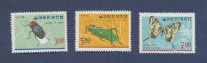 KOREA - Scott 499-501, SG 654-656 - FVF MNH - insects, butterfly - 1966