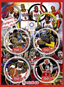 Stamps. Olympic games Tokyo Basketball 2020 2019 year 1+1 sheets perforated